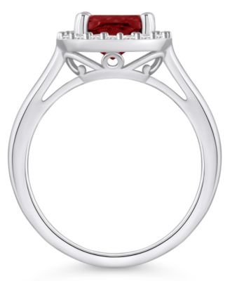 Garnet (2-3/4 ct. t.w.) and Diamond (1/4 ct. t.w.) Halo Ring in 14K White Gold