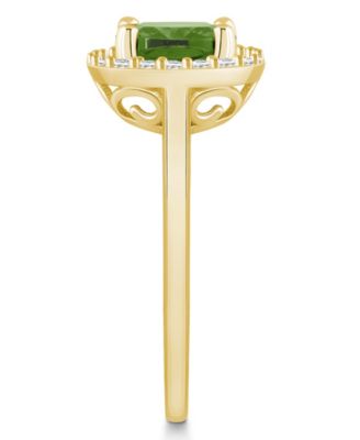 Peridot (2-3/8 ct. t.w.) and Diamond (1/4 ct. t.w.) Halo Ring in 14K Yellow Gold