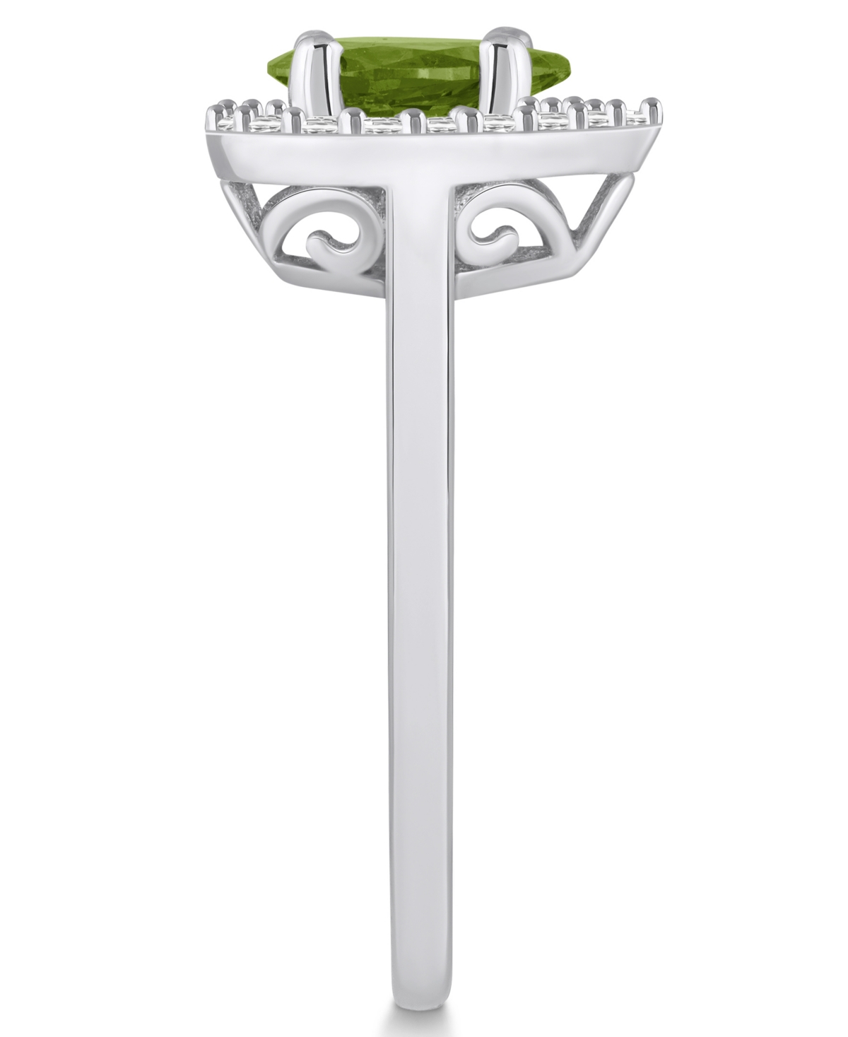 Macy's(1 ct. t.w.) and Diamond (1/5 ct. t.w.) Halo Ring in 14K White Gold - Peridot
