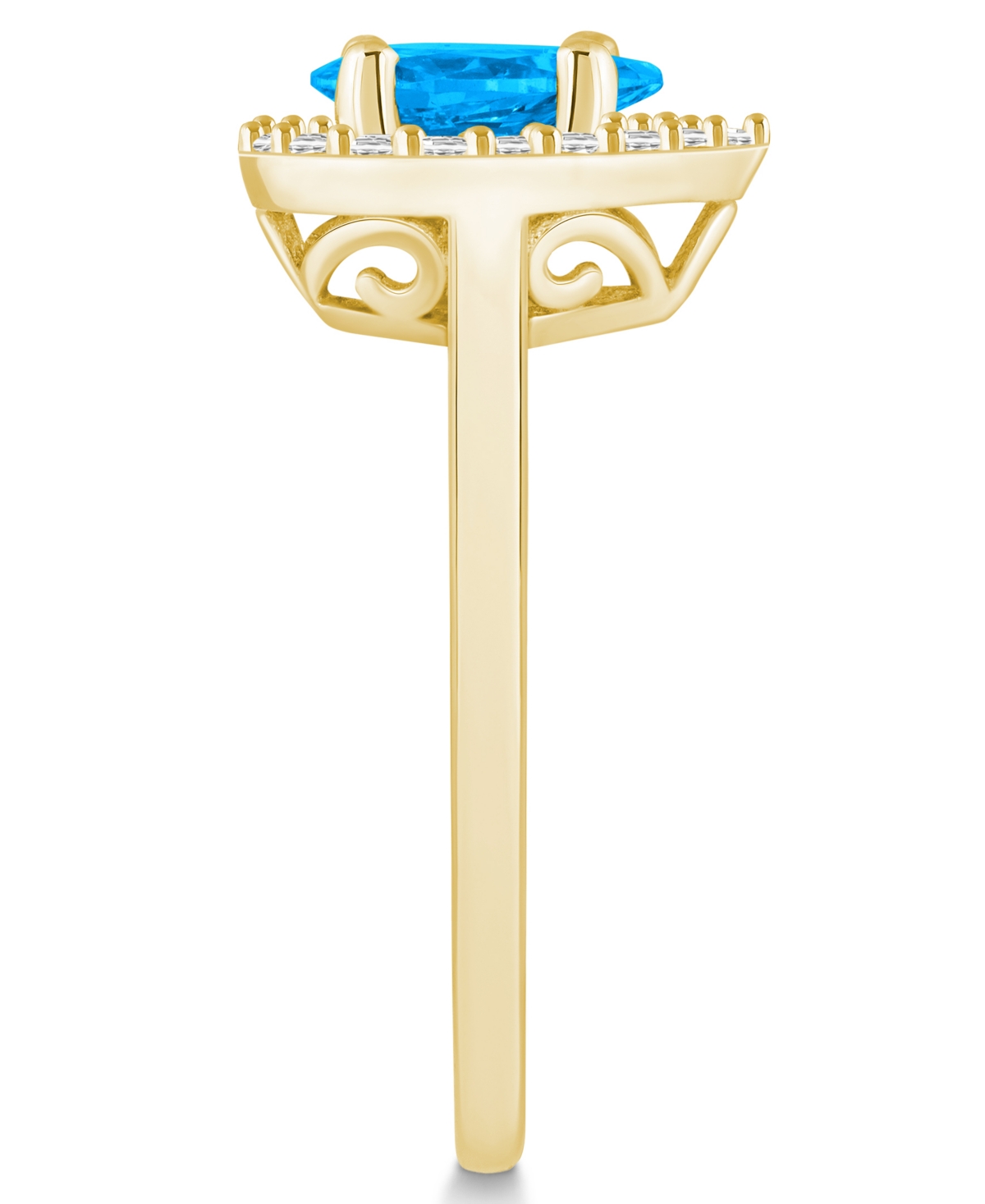 Macy's(1 ct. t.w.) and Diamond (1/5 ct. t.w.) Halo Ring in 14K Yellow Gold - Blue Topaz