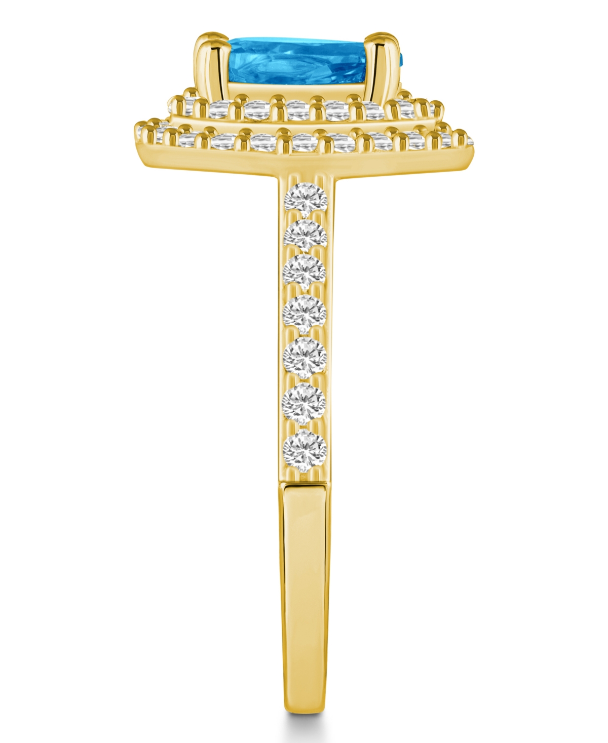 Macy'sand Diamond Accent Halo Ring in 14K Yellow Gold - Blue Topaz