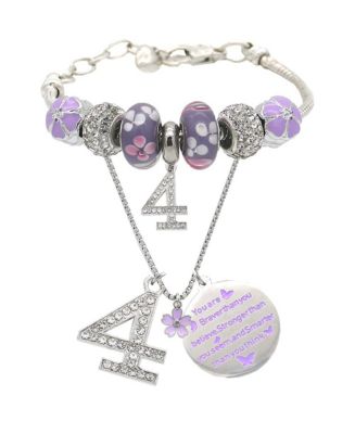 4th Birthday Girl Necklace and Charm Bracelet Set - Perfect Gifts for 4 ...