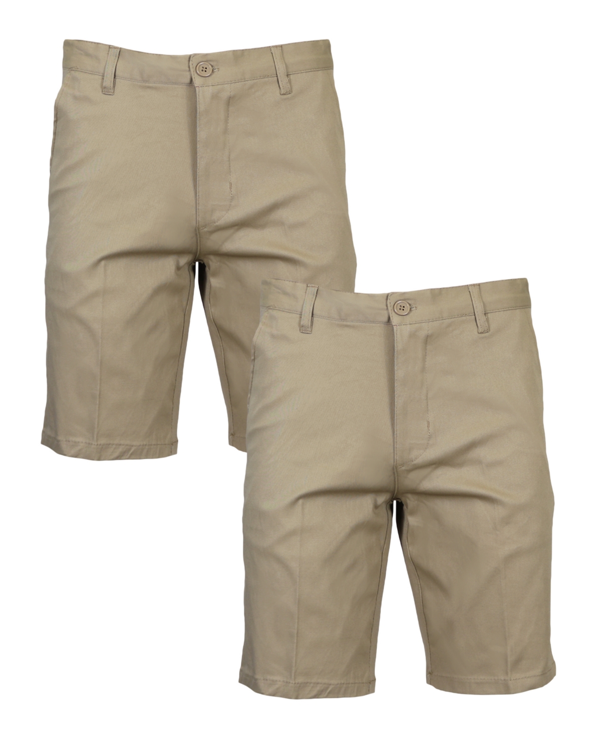 Galaxy By Harvic Men's Slim Fitting Cotton Flex Stretch Chino Shorts, Pack Of 2 In Khaki Khaki