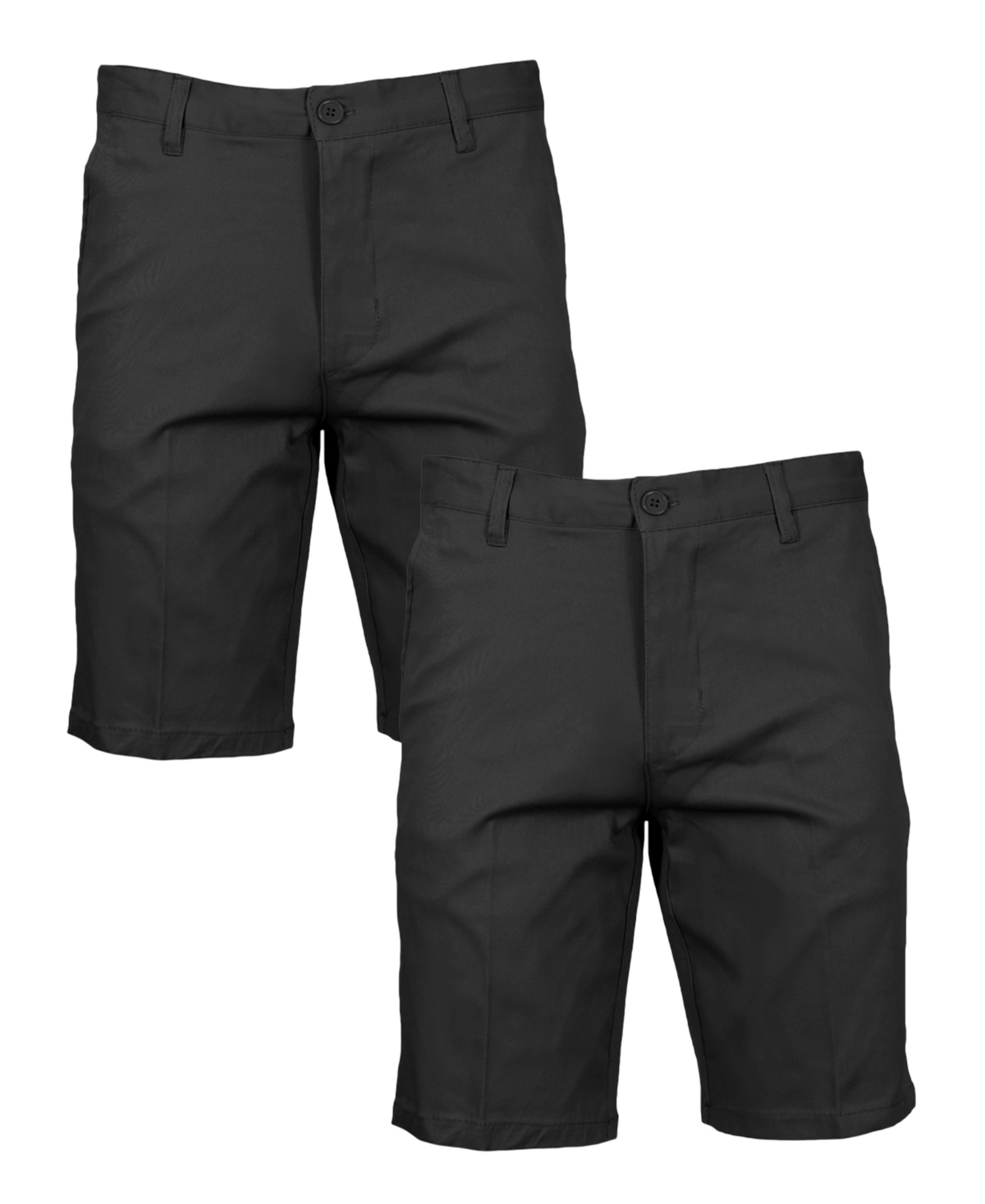 Men's Slim Fitting Cotton Flex Stretch Chino Shorts, Pack of 2 - Navy Navy