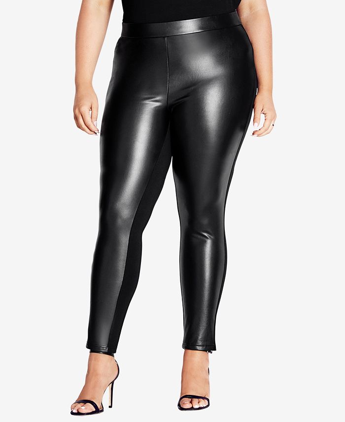 AVENUE Plus Size Faux Leather Ponte Pants - Macy's