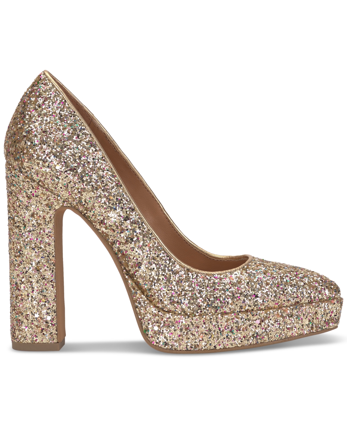 Shop Jessica Simpson Glynis-p Block Heel Sequin Pumps In Party Gold Synthetic