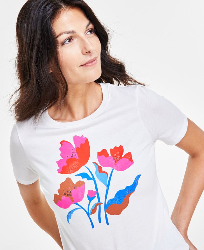 On 34th Women's Floral Graphic TShirt, Created for Macy's Macy's