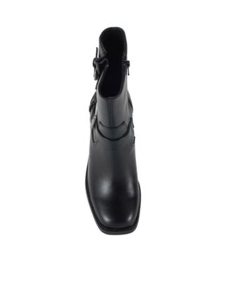Autumn And Winter New Fashion Buckle Cowboy Boots Round Toe Square Heel Short Tube Casual Men Ankle Boots Black Buy Cheaply On