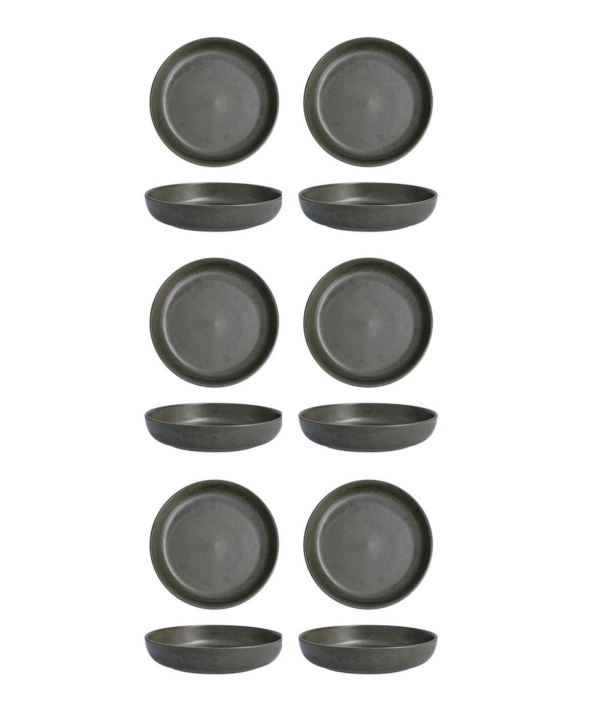Sound Forest Coupe 8.5" 6 Piece Pasta Bowls Set, Service for 6 - Forest