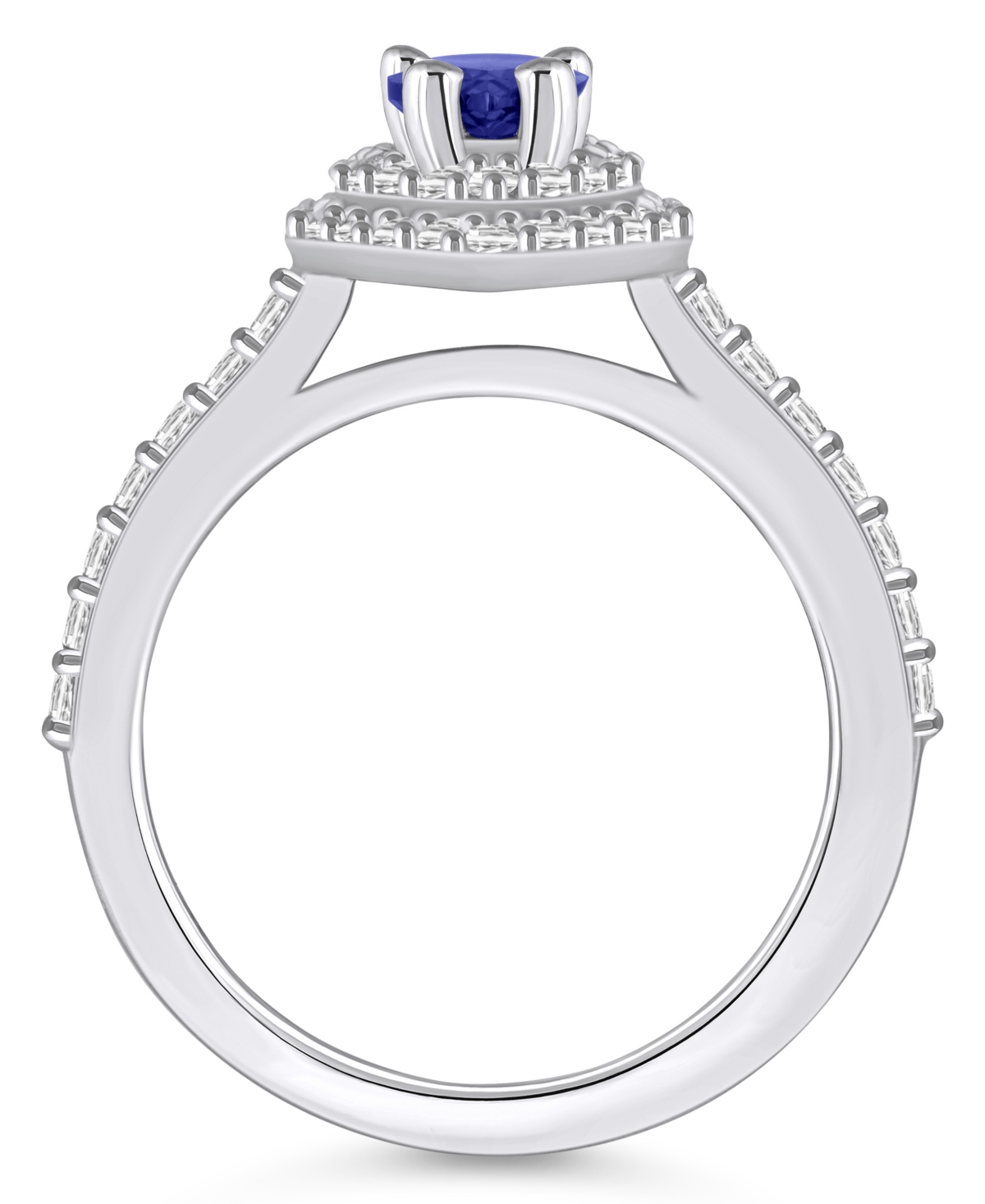 Tanzanite (7/8 ct. t.w.) & Diamond (5/8 ct. t.w.) Pear Halo Statement Ring in 14k Gold