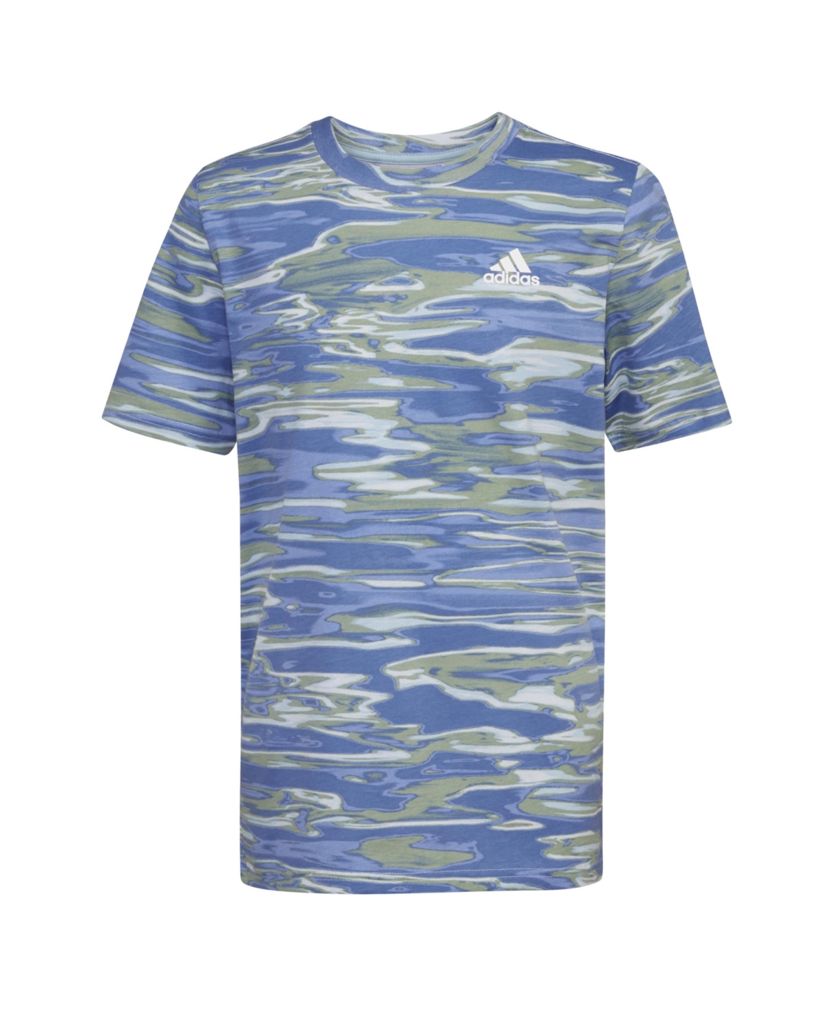 Adidas Originals Adidas Big Boys Short Sleeve Liquid Camo Printed T-shirt In Crew Blue