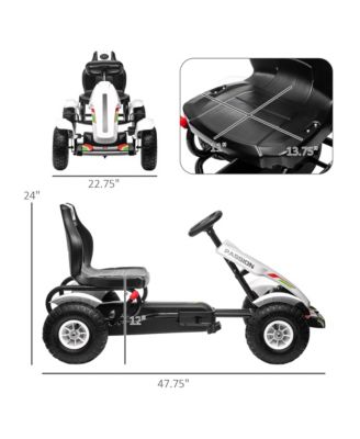 Kids Pedal Go Kart W/ Adjustable Seat, Rubber Wheels,