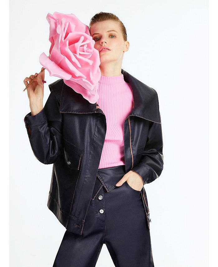 NOCTURNE Women's Wide Collar Denim Jacket - Macy's