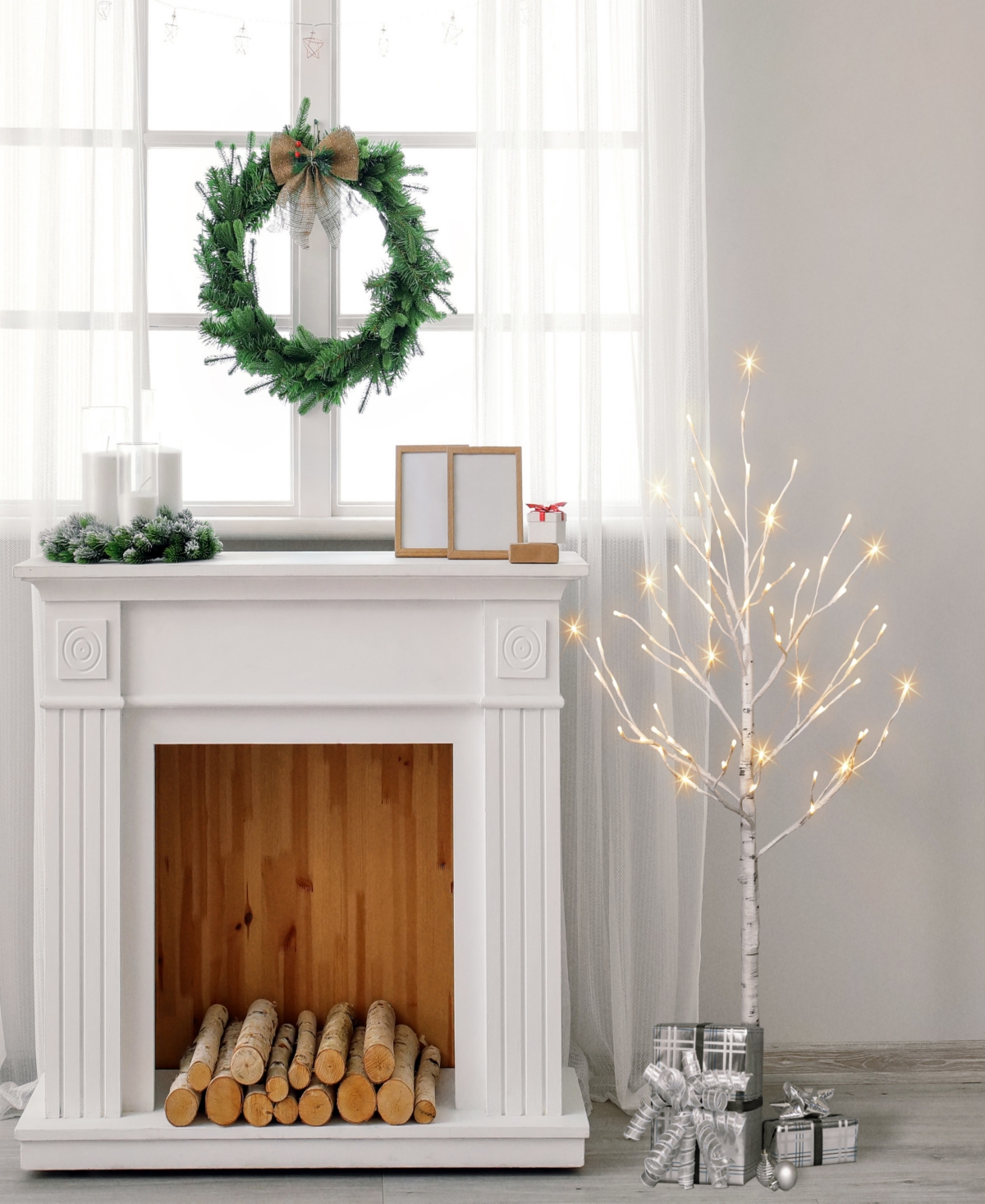 Puleo 4' Pre-lit Artificial Twig Tree In White