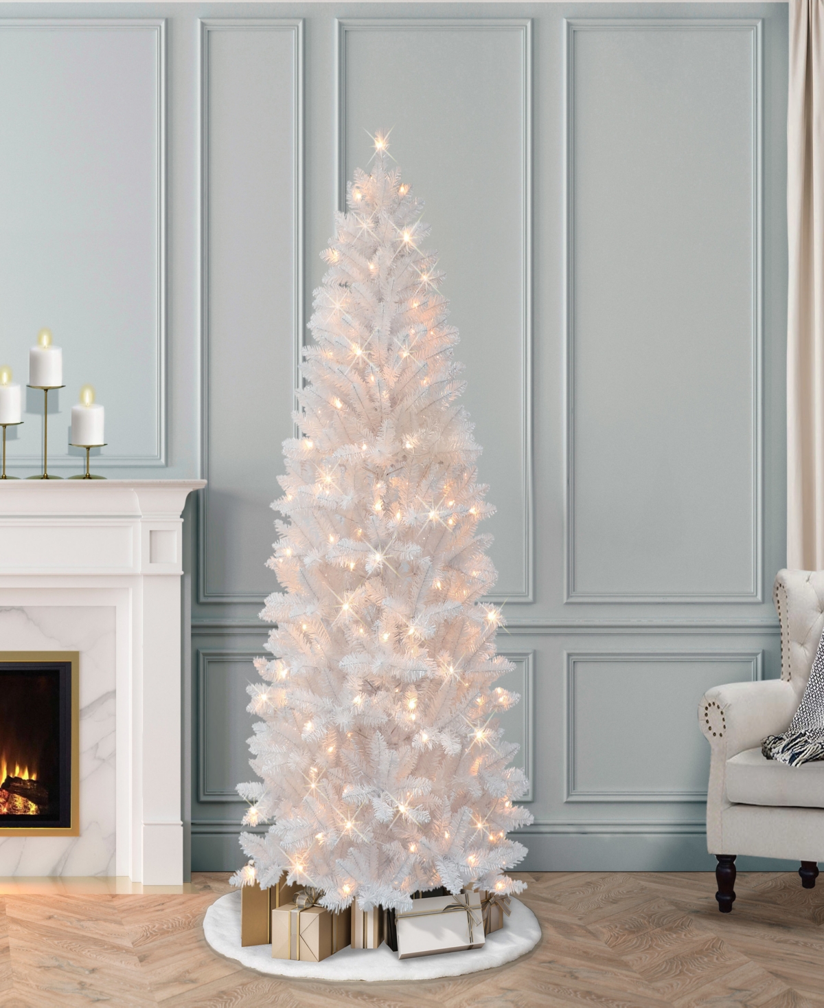 Puleo 6' Pre-lit Carson Artificial Pine Tree In White