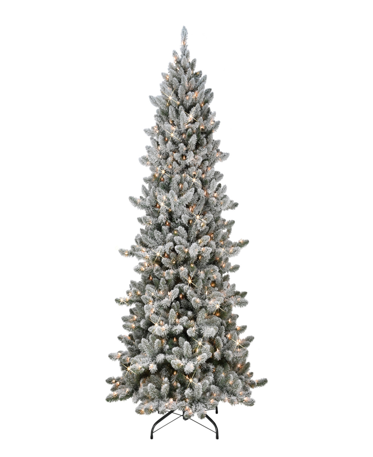 Puleo 6.5' Pre-lit Slim Flocked Royal Majestic Artificial Spruce Tree In Green