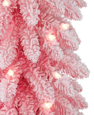 Puleo 6' Pre-Lit Flocked Artificial Alpine Pencil Tree