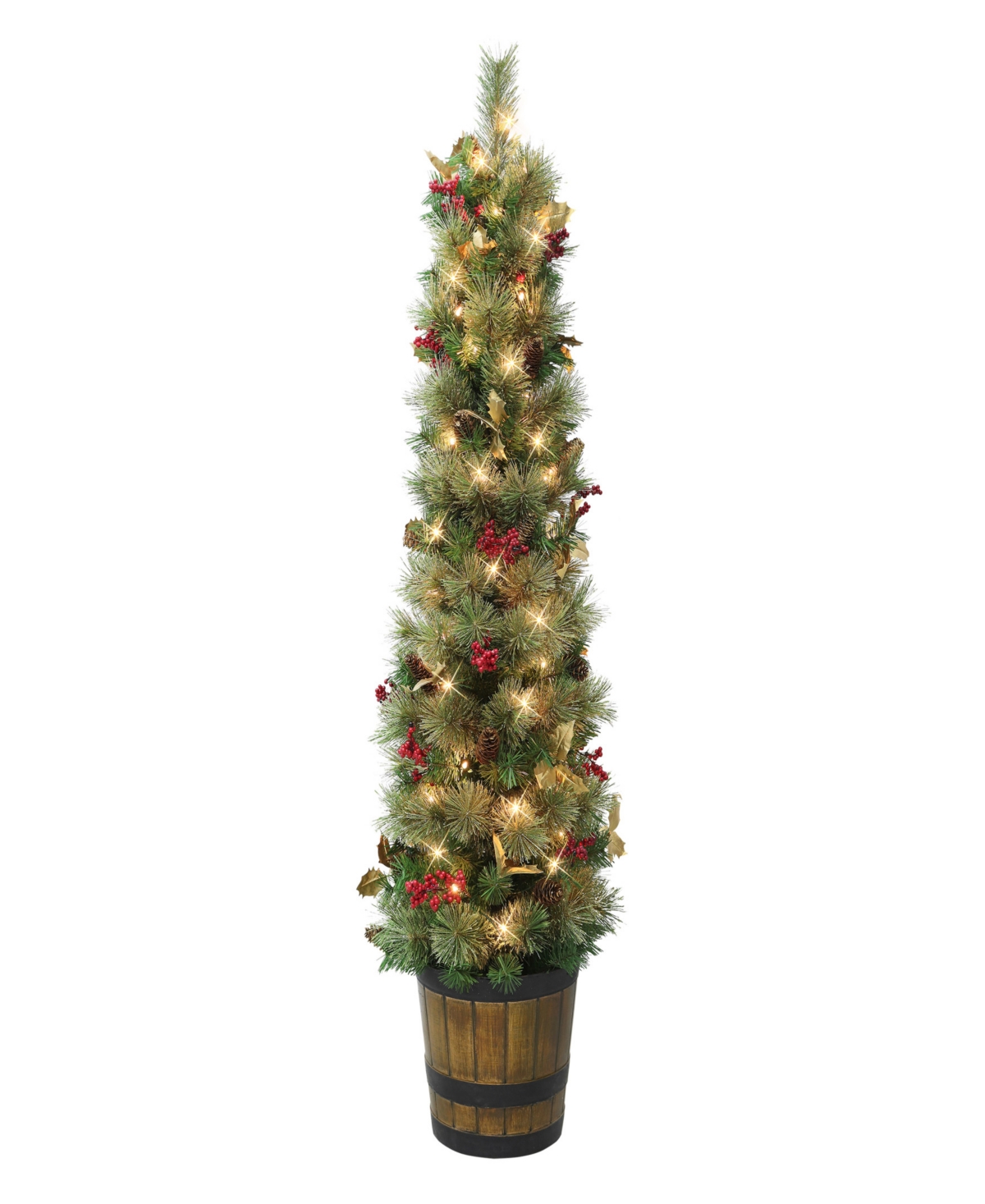 Puleo 5' Pre-lit Potted Glitter Artificial Tree In Gold