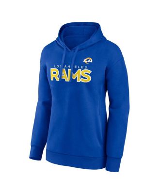 Women's Royal Los Angeles Rams Iconic Cotton Fleece Checklist Pullover Hoodie