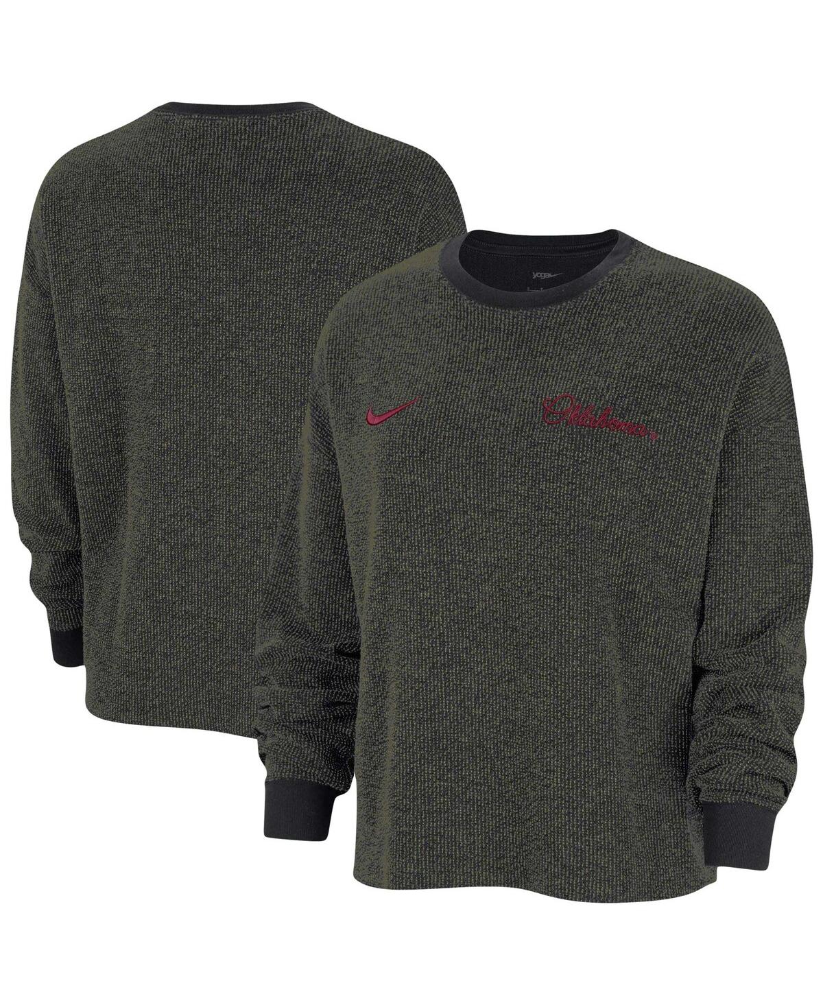 Women's Nike Black Oklahoma Sooners Yoga Script Pullover Sweatshirt - Black