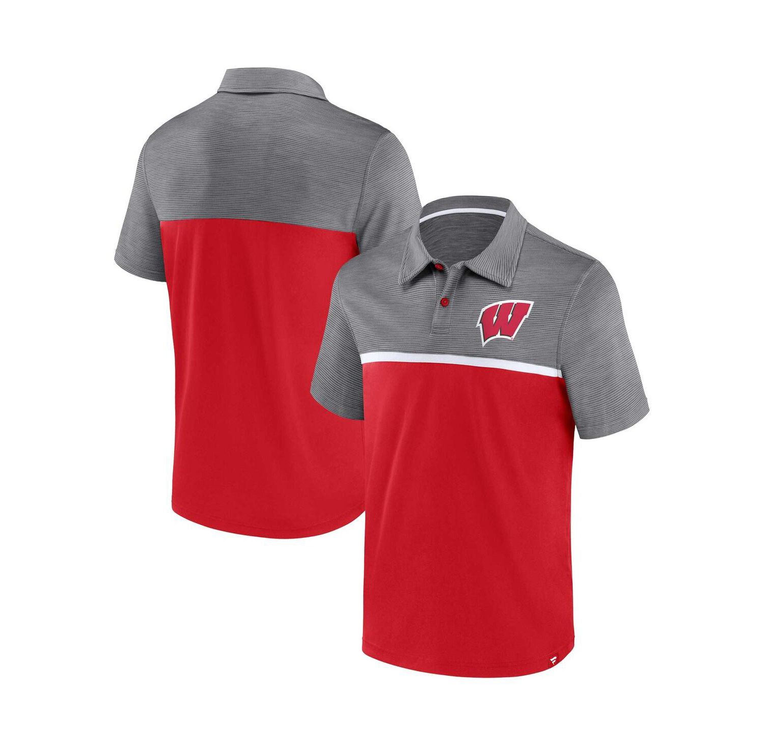 Men's Red, Gray Wisconsin Badgers Polo Shirt