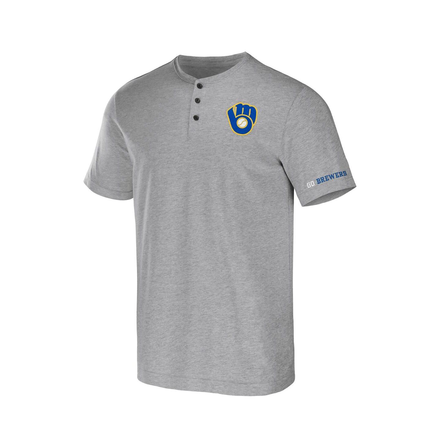 Мужская футболка Fanatics Darius Rucker Collection by Heather Gray Milwaukee Brewers Henley — фото 2
