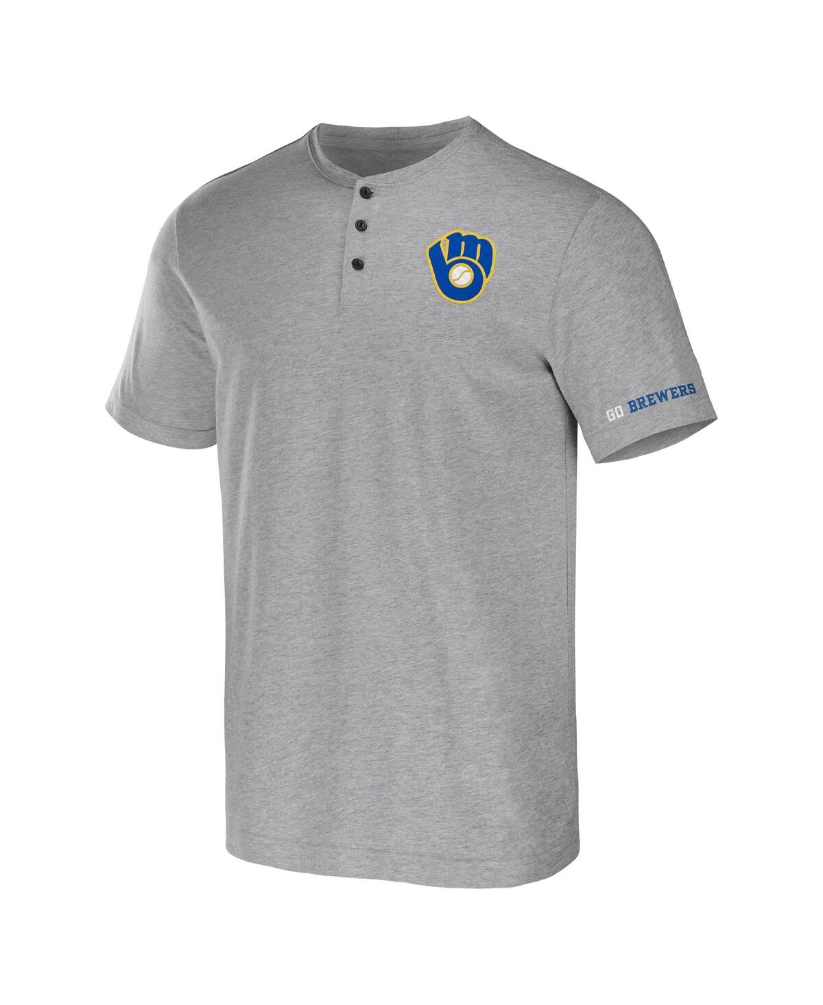Fanatics Men's Darius Rucker Collection By  Heather Gray Milwaukee Brewers Henley T-shirt In Heather Gray