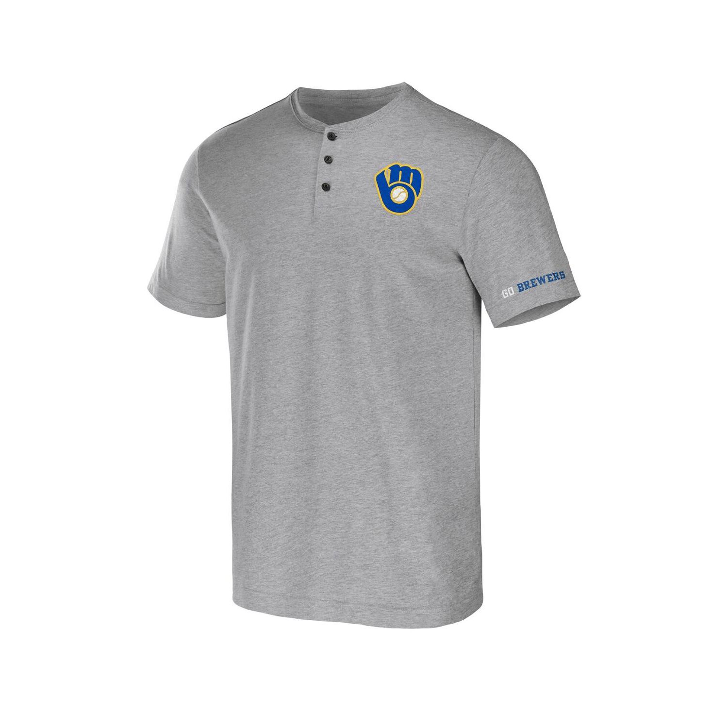 Men's Darius Rucker Collection by Heather Gray Milwaukee Brewers Henley T-shirt