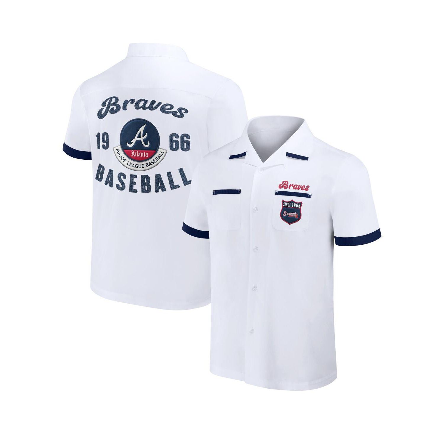Men's Darius Rucker Collection by White Atlanta Braves Bowling Button-Up Shirt