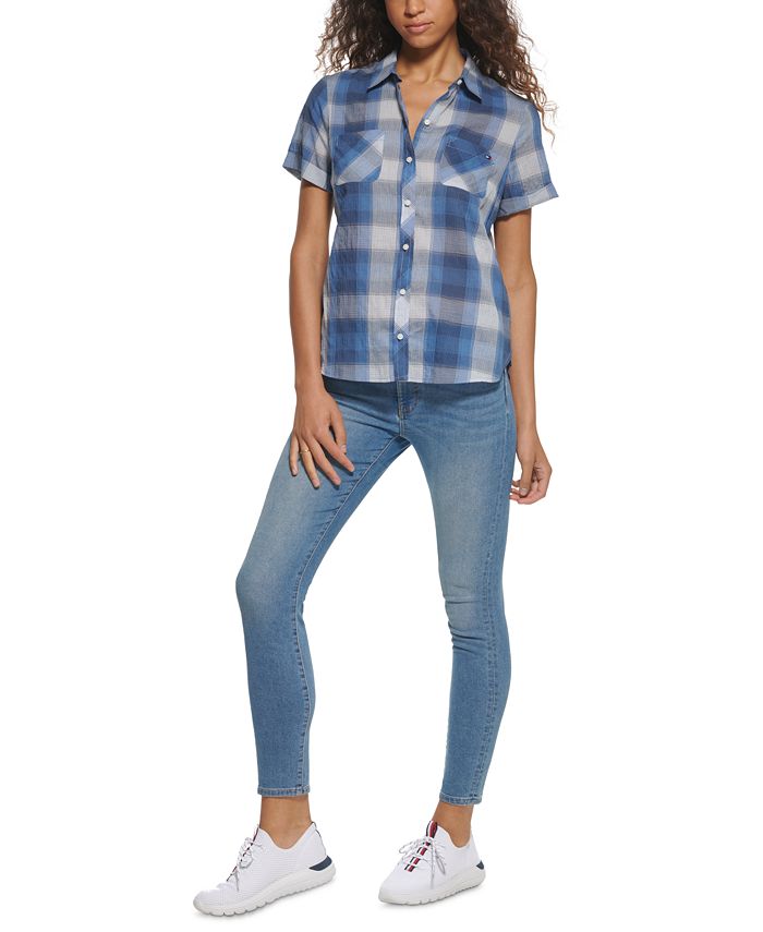 Tommy Hilfiger Women's ButtonFront Plaid Camp Shirt Macy's