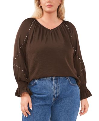 Vince Camuto - Plus Size Embellished V-Neck Blouse