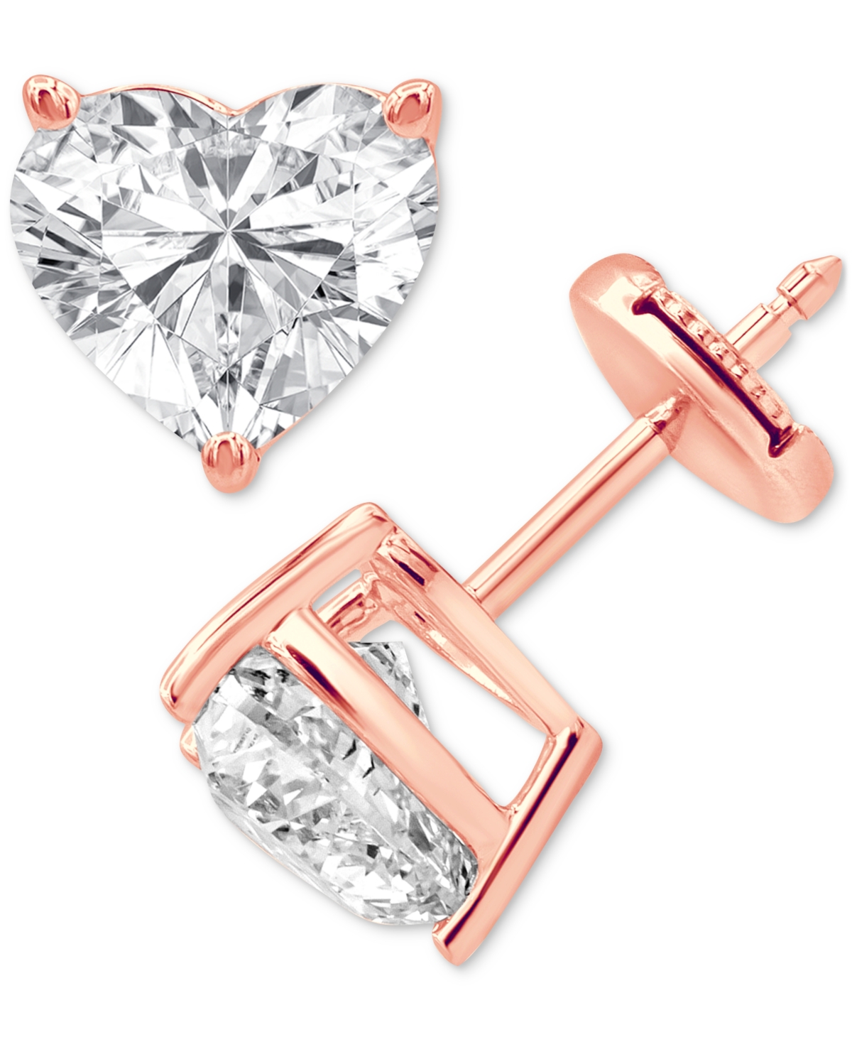Badgley Mischka Certified Lab Grown Diamond Heart-cut Stud Earrings (4 Ct. T.w.) In 14k Gold In Rose Gold