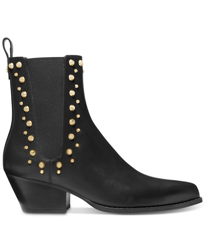 Michael Kors Women's Kinlee Leather Studded Pull-On Chelsea Booties ...