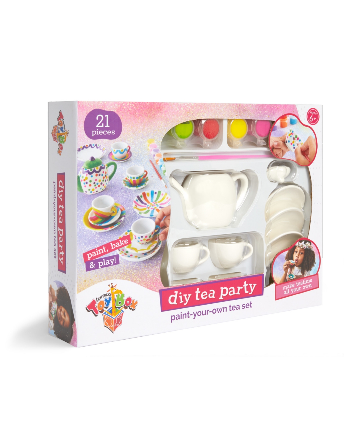 Shop Geoffrey's Toy Box Diy Tea Party Paint-your-own 21 Pieces Tea Set, Created For Macy's In White