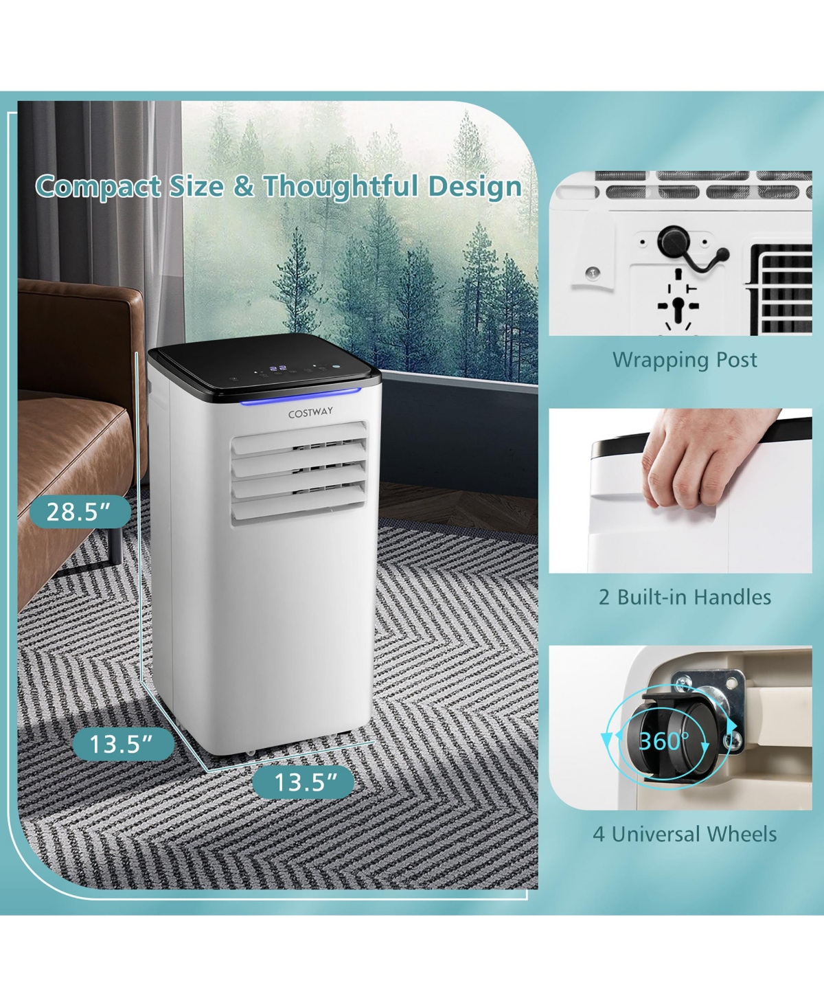 Btu ( Btu Ashrae) Portable Air Conditioner 3-in-1 Ac Unit w/ Cool Dehum Fan Sleep Mode