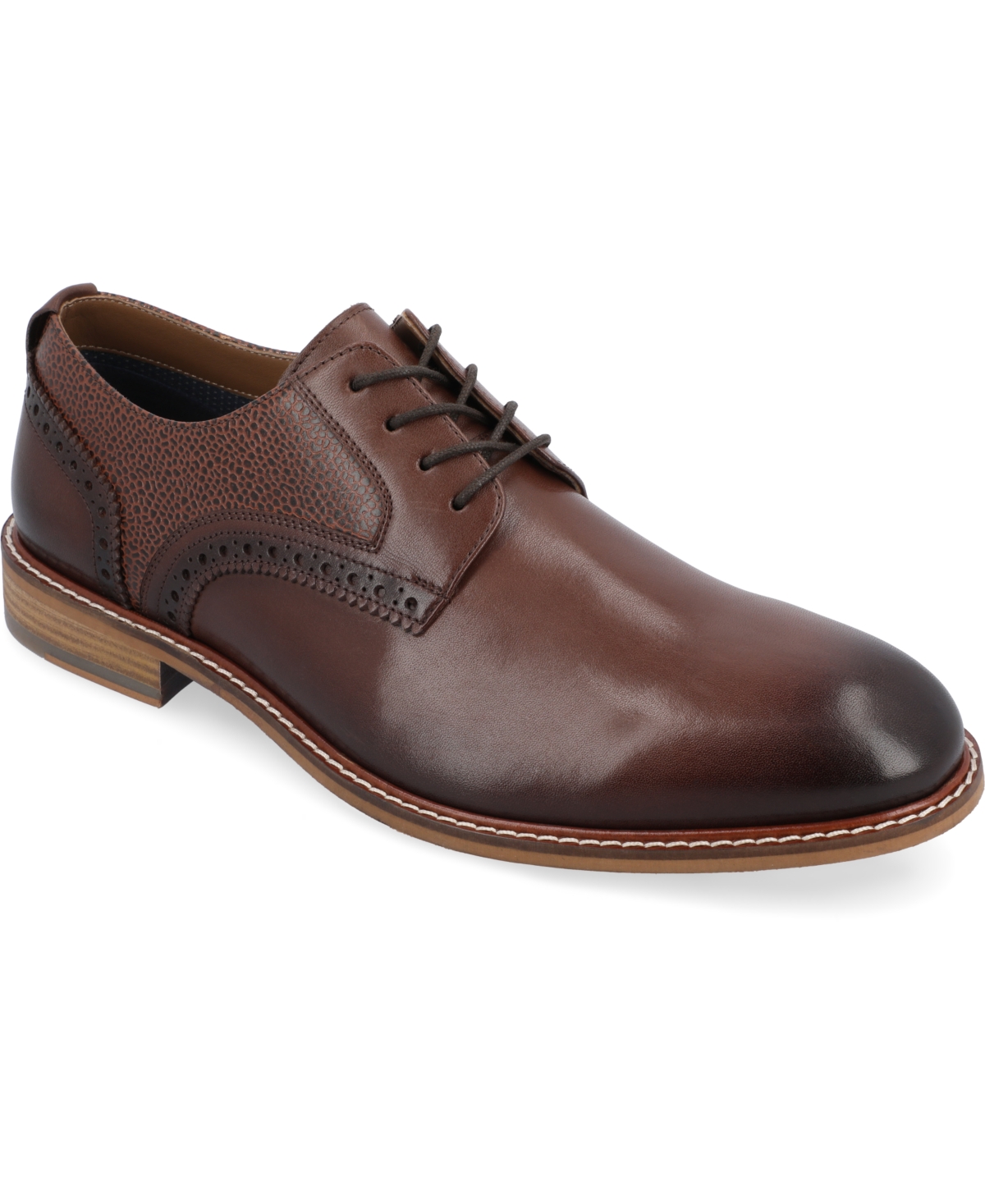 Shop Thomas & Vine Men's Clayton Plain Toe Brogue Derby Shoe In Brown