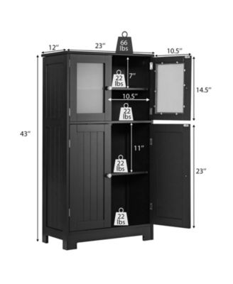 Bathroom Floor Storage Cabinet Kitchen Cupboard w/Doors&Adjustable Shelf