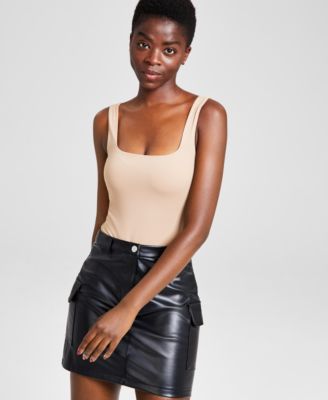 And Now This - Women's Square-Neck Sleeveless Thong Bodysuit
