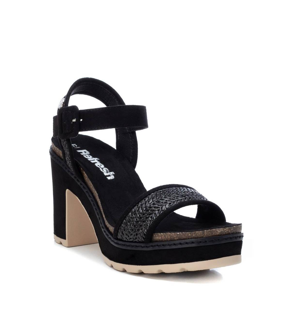 Women's Heeled Suede Sandals By Xti, Black - Black