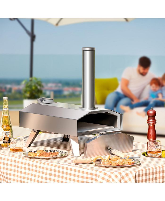 Costway Wood Pellet Pizza Oven Pizza Maker Portable Outdoor Pizza Stone