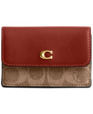 Coach Pink & Brown Corner-Zip Signature Canvas Wristlet, Best Price and  Reviews
