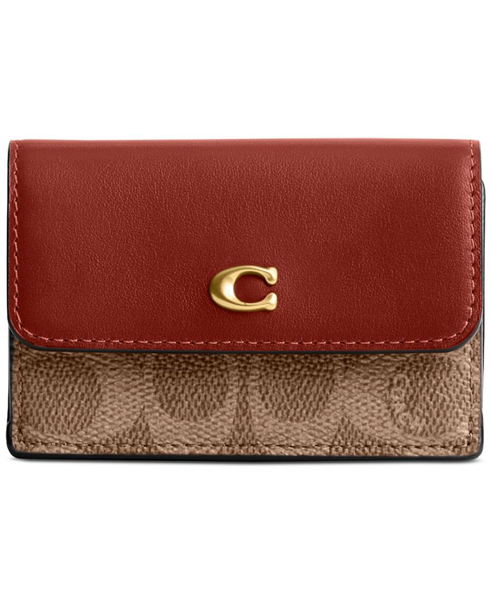 COACH Essential Coated Canvas Signature Mini Trifold Wallet - Macy's