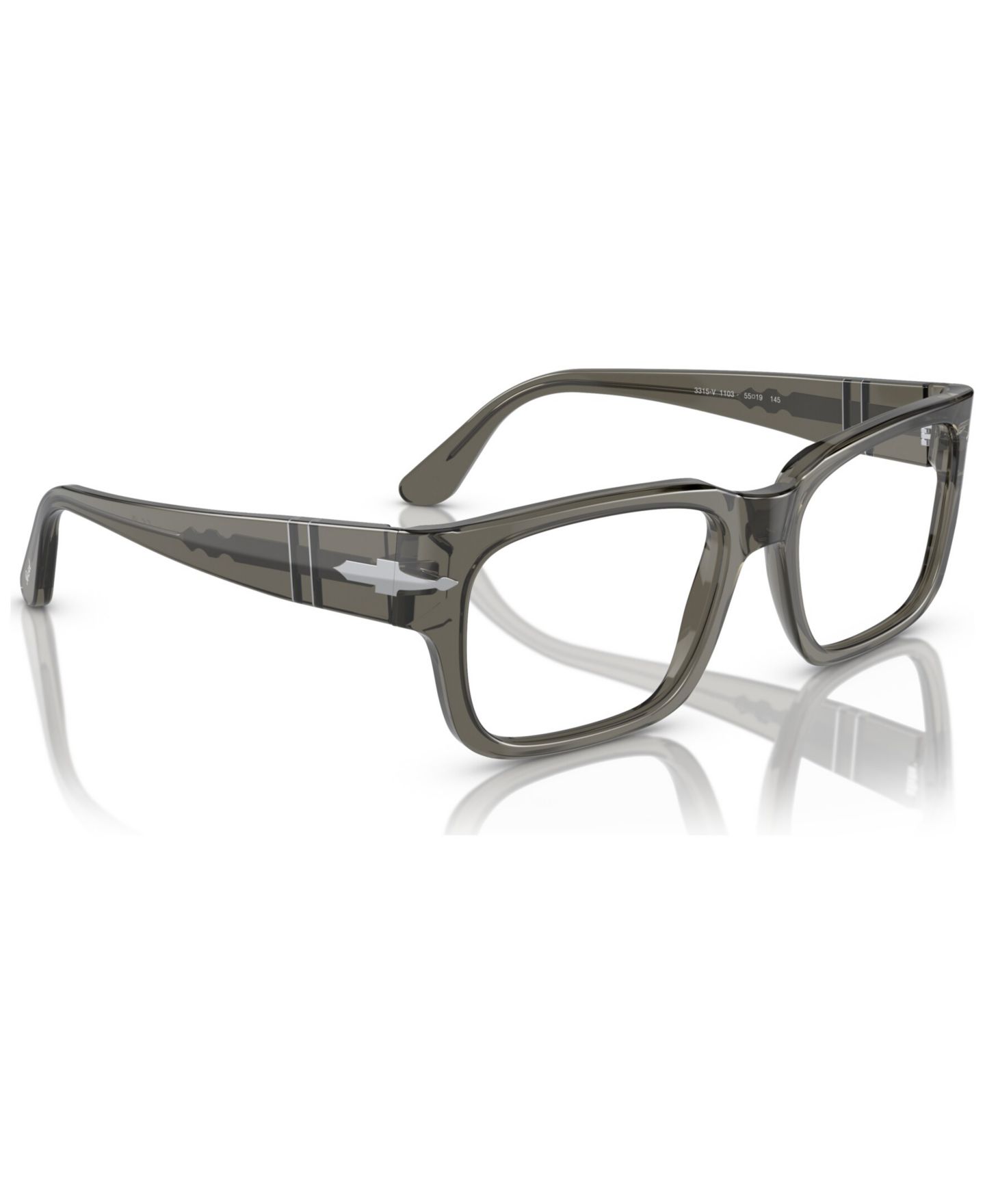 Мужские очки Persol Man Rectangle Plastic PO3315V Eyeglasses, цвет: Прозрачный серо-коричневый серый — фото 2
