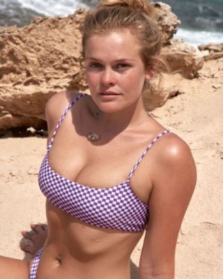 Women's Checkmate Lace Up Crop Bikini Top