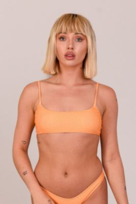 Women's Tangerine Squeeze Lace up Crop Bikini Top