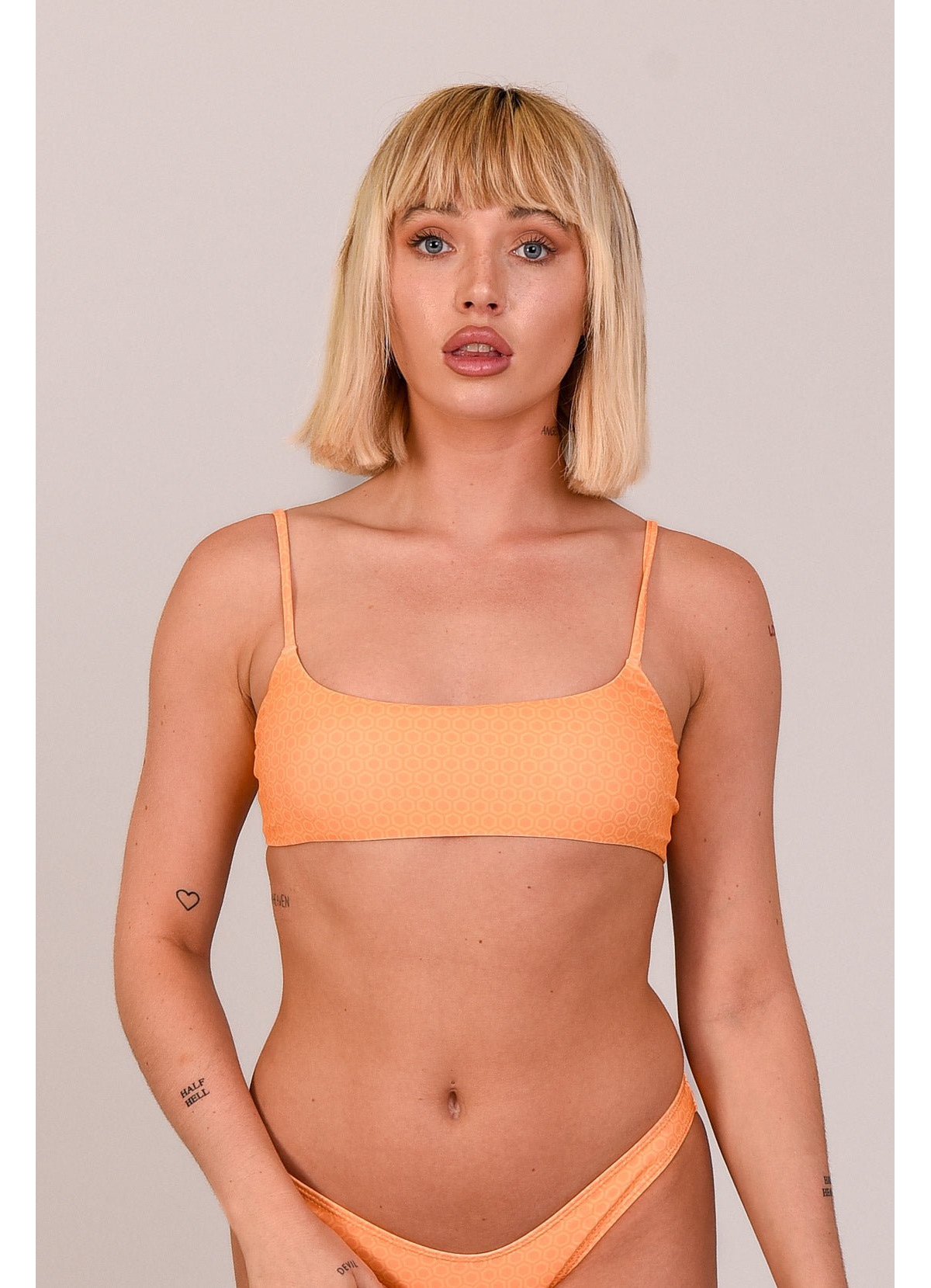 Oosc Women's Tangerine Squeeze Lace up Crop Bikini Top