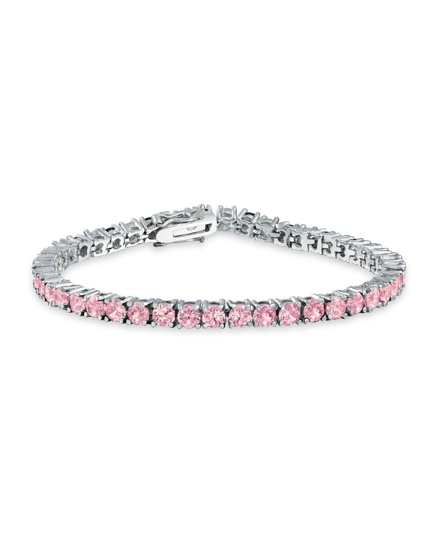 Classic 12CTW Round CZ Basket Set Blue Tennis Bracelet Silver Plated 7.5"