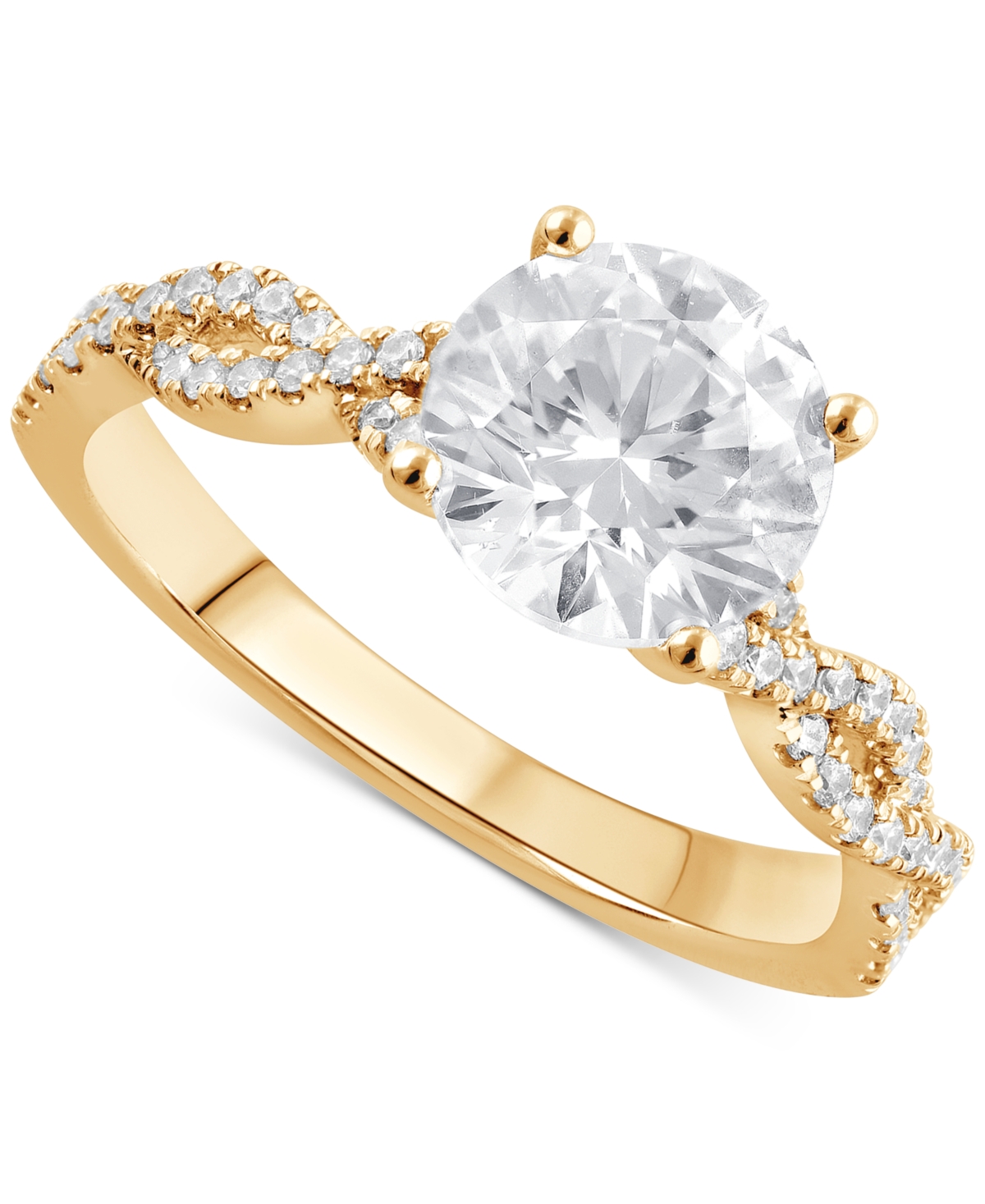 Badgley Mischka Certified Lab Grown Diamond Twist Engagement Ring (2 Ct. T.w.) In 14k Gold In Yellow Gold