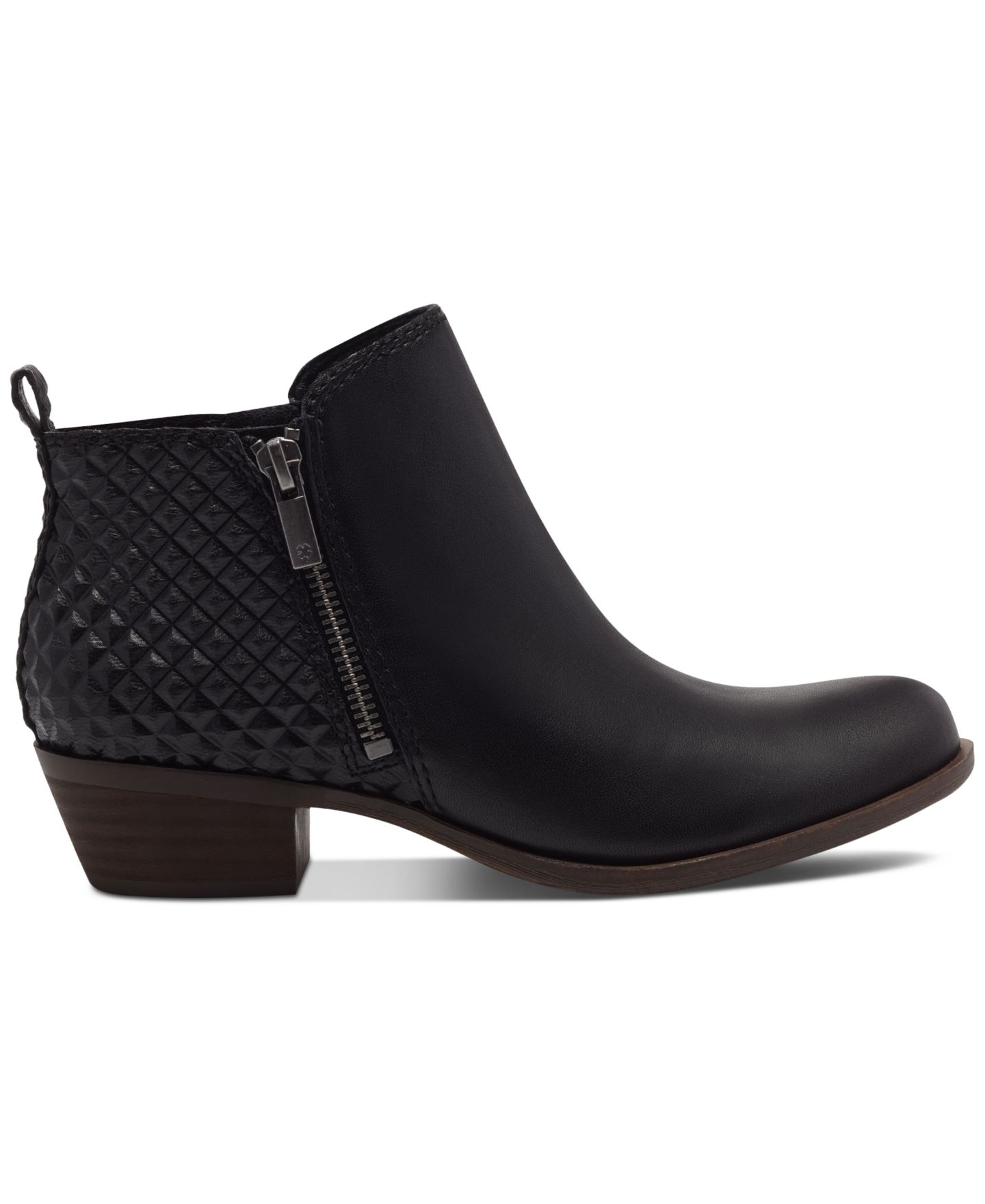 Женские ботинки Lucky Brand Basel Ankle Booties, цвет: Чёрный бриллиантовый кожаный — фото 2