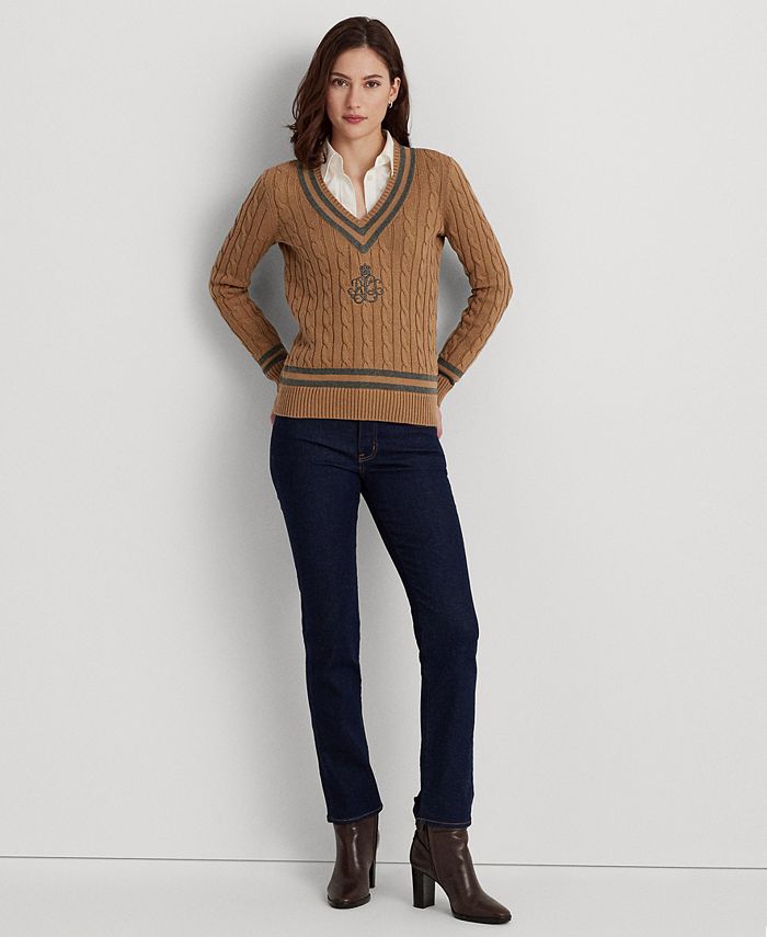 Lauren Ralph Lauren Women's Cable-Knit Cotton Cricket Sweater - Macy's